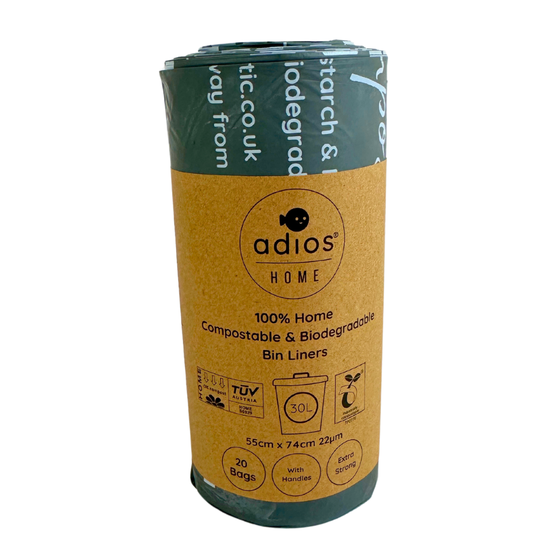 Adios Plastic 30L Compostable Bin Liners with Handles – The Little