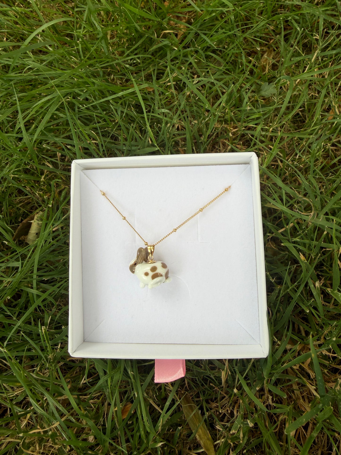 Grey brown rabbit necklace