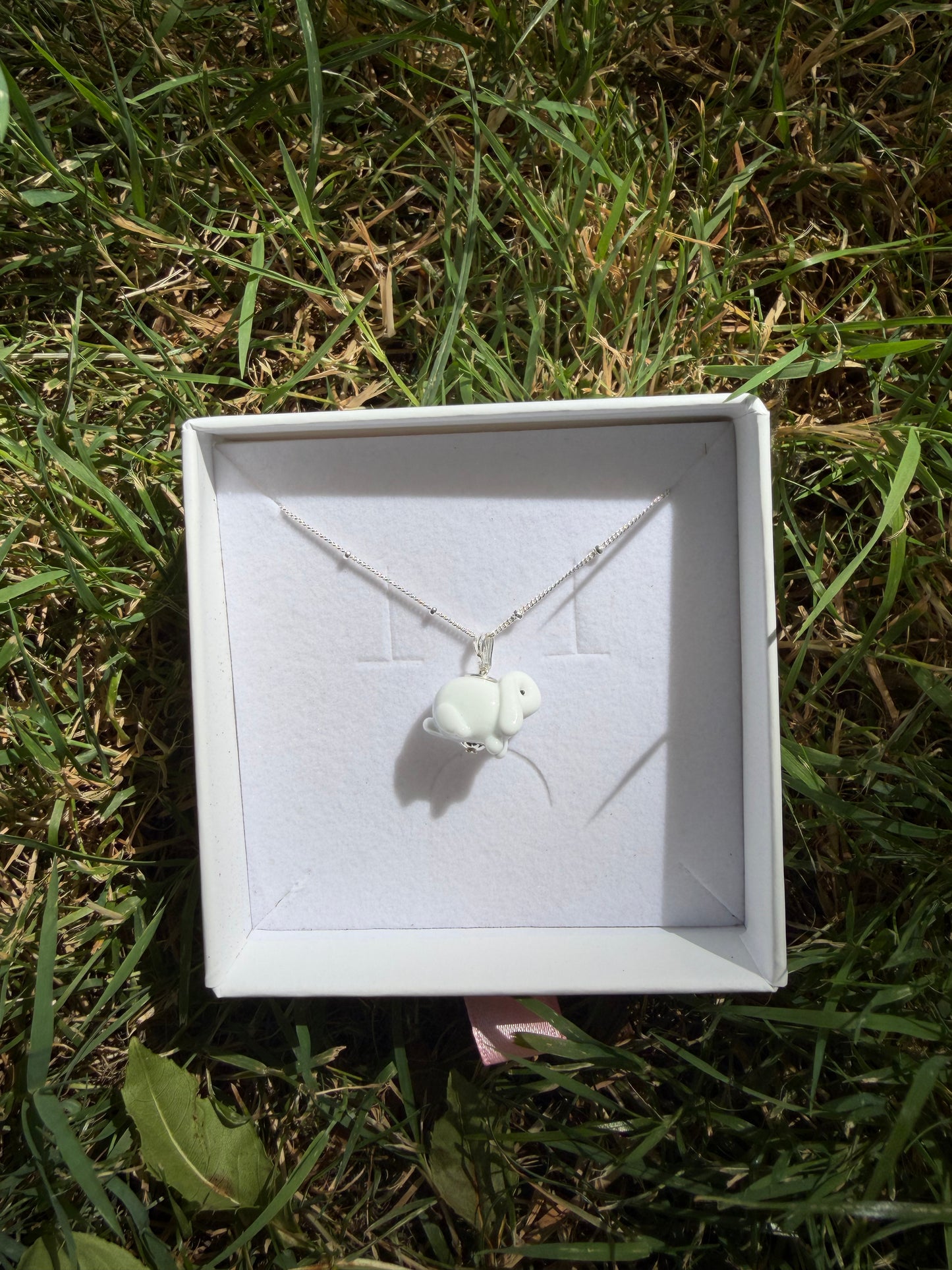 White lop rabbit necklace
