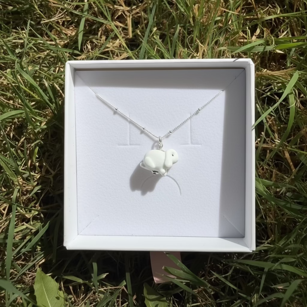 White lop rabbit necklace