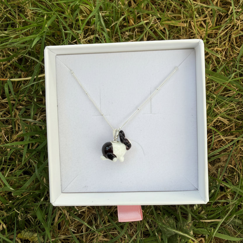 Black & white rabbit necklace