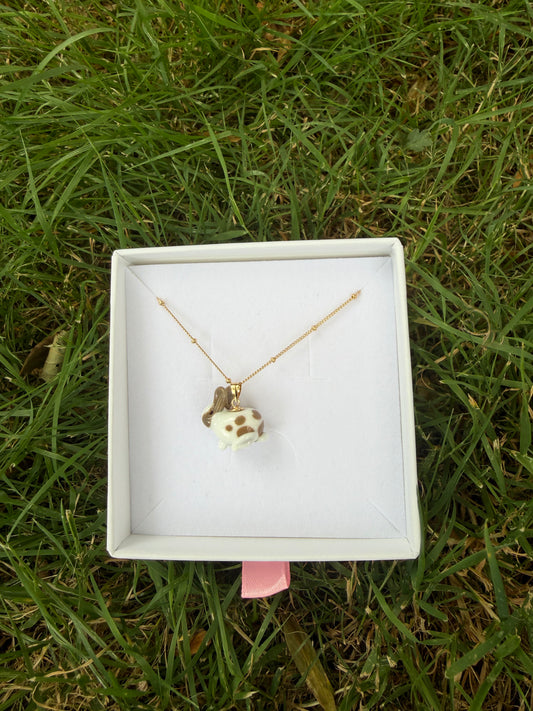Grey brown rabbit necklace