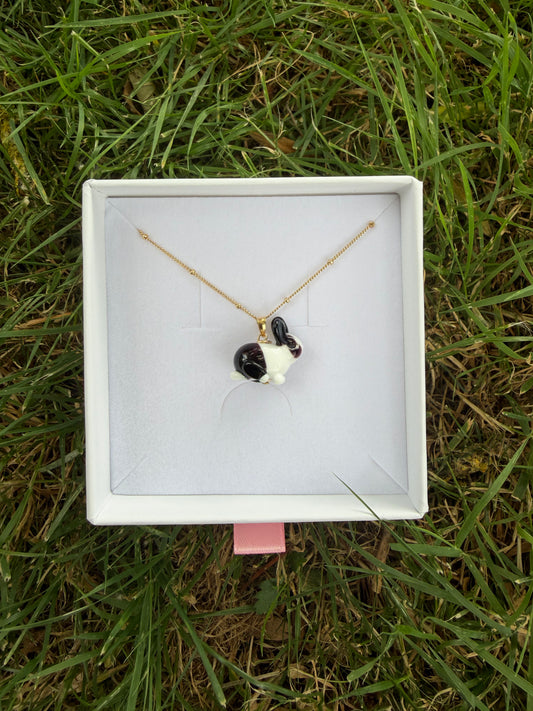 Black & white rabbit necklace