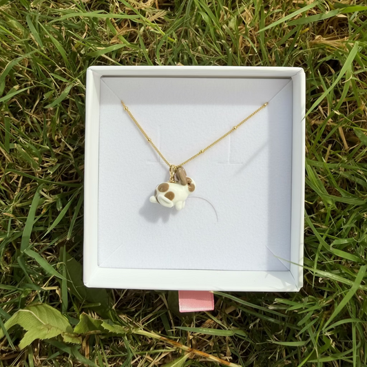 Grey brown rabbit necklace