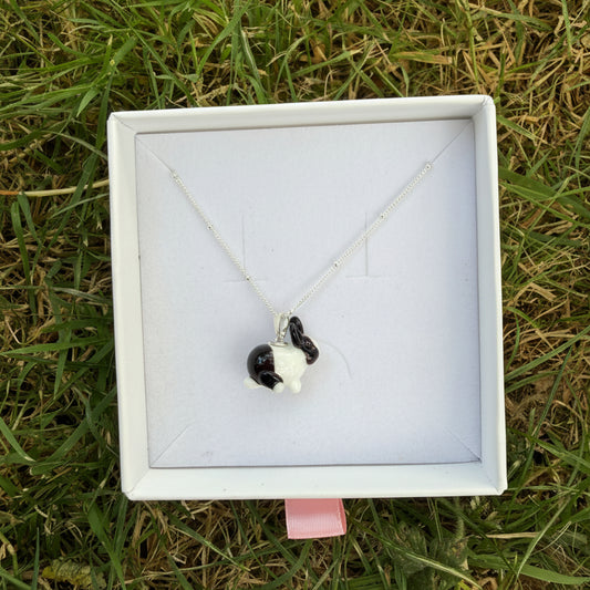 Black & white rabbit necklace